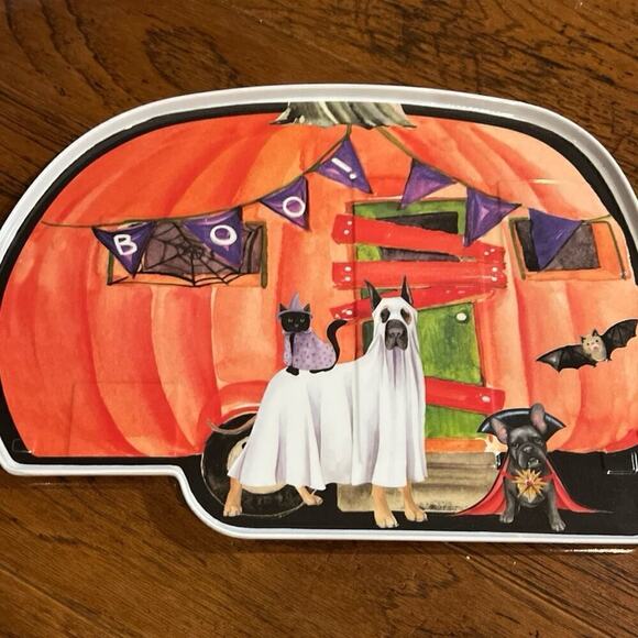 Kensie Home Halloween Camper Dogs Cat Bat Platter Tray - Picture 1 of 6